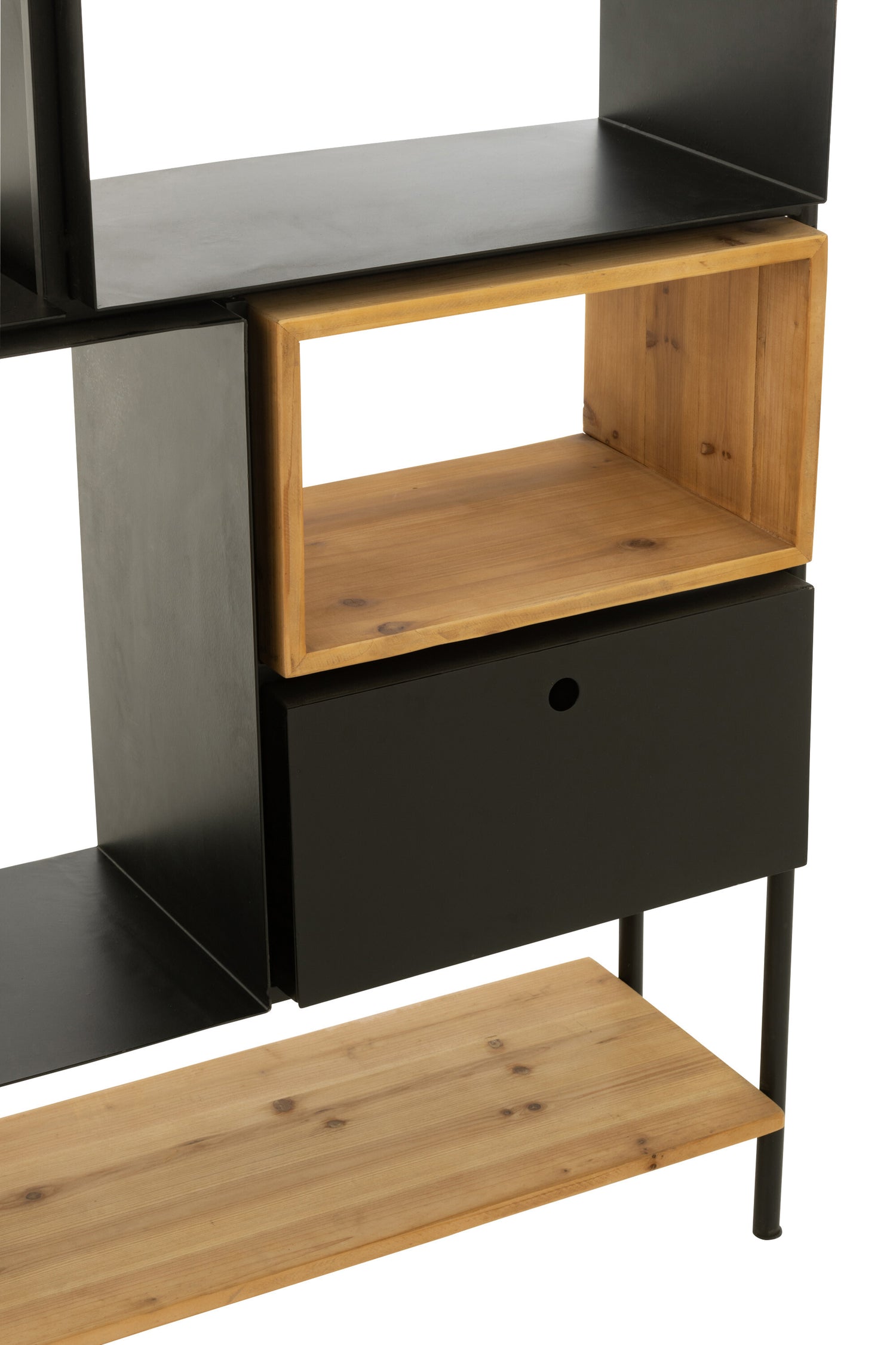 J-Line Schap Tina Hout/Ijzer Zwart/Naturel Large