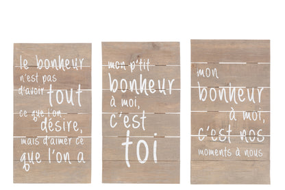 Panelen Positieve Happiness Hout Natuurlijke Assortiment Van 3