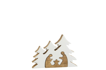 J-Line kerstdecoratie - hout - wit/naturel