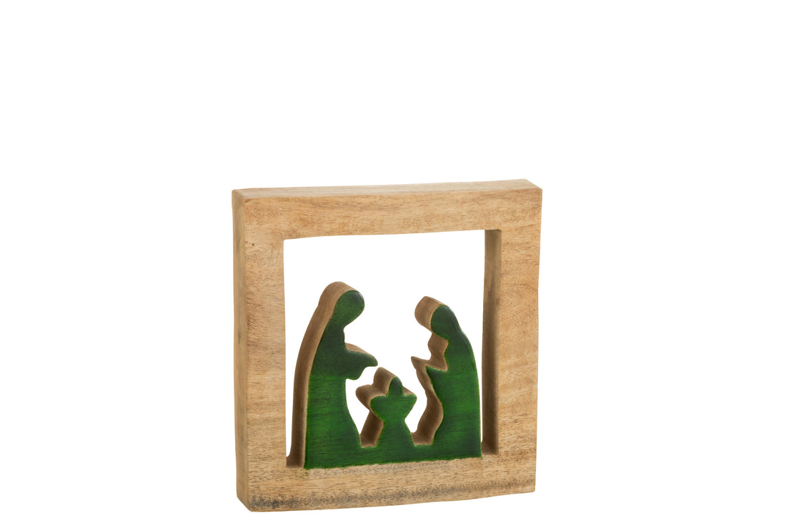 J-Line Kerstdecoratie- hout - groen/naturel - large