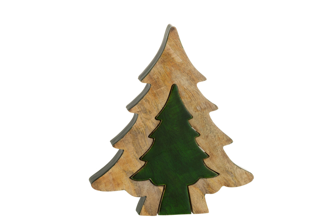 J-Line Boom Puzzel Hout Groen/Naturel Large