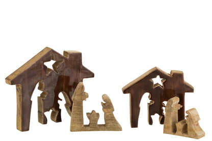 J-Line Kerstdecoratie - hout - bruin/naturel - large