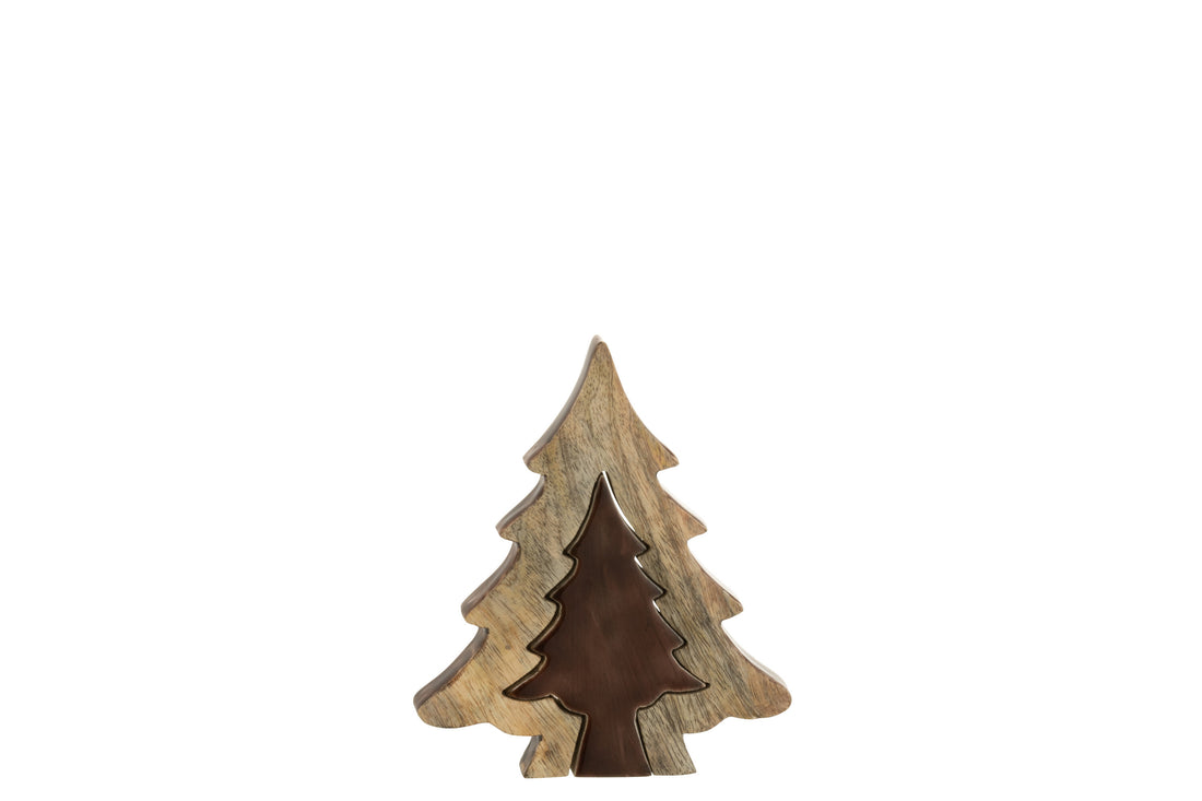 J-Line Boom Puzzel Hout Bruin/Naturel Small