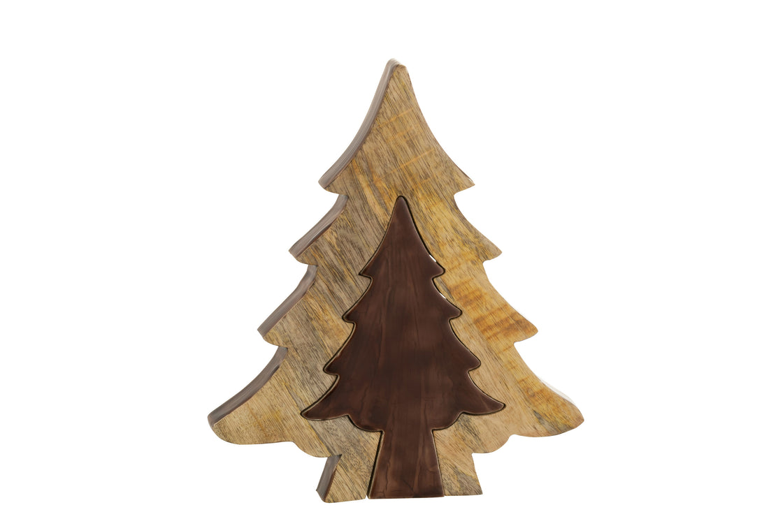 J-Line Boom Puzzel Hout Bruin/Naturel Large