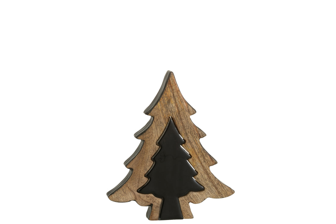 J-Line Boom Puzzel Hout Zwart/Naturel Medium