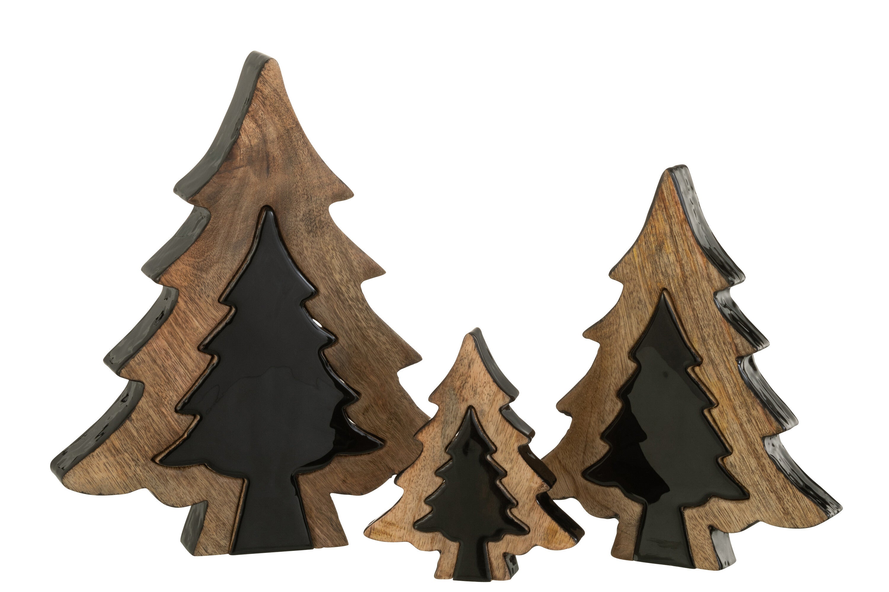 J-Line Boom Puzzel Hout Zwart/Naturel Small