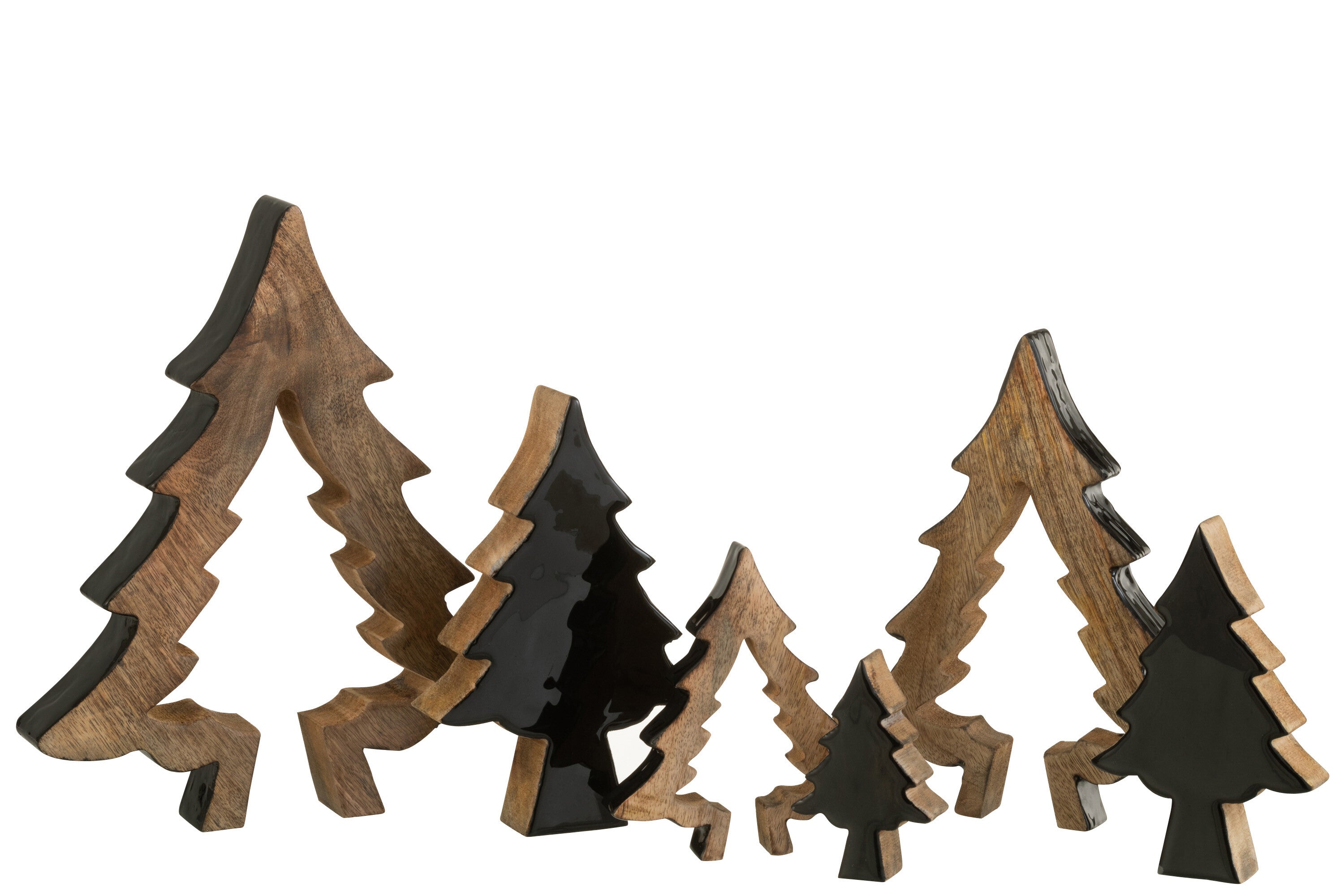 J-Line Boom Puzzel Hout Zwart/Naturel Small