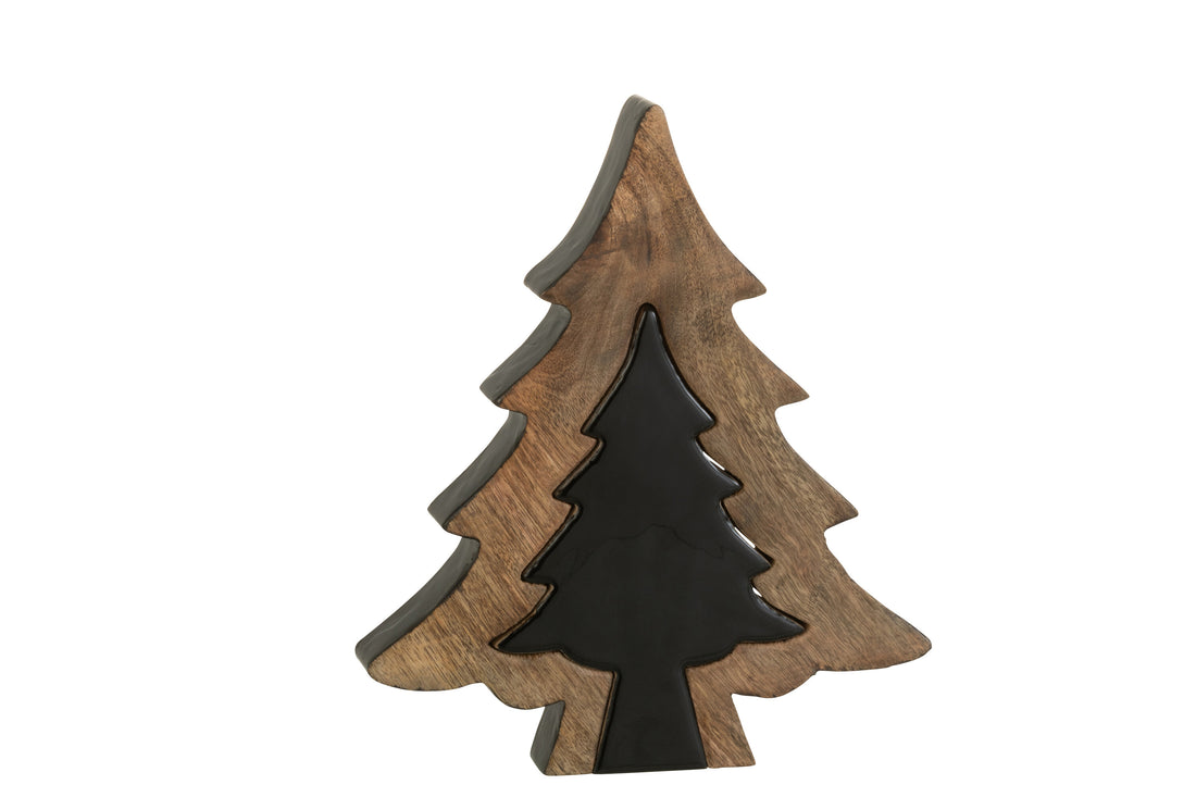 J-Line Boom Puzzel Hout Zwart/Naturel Small