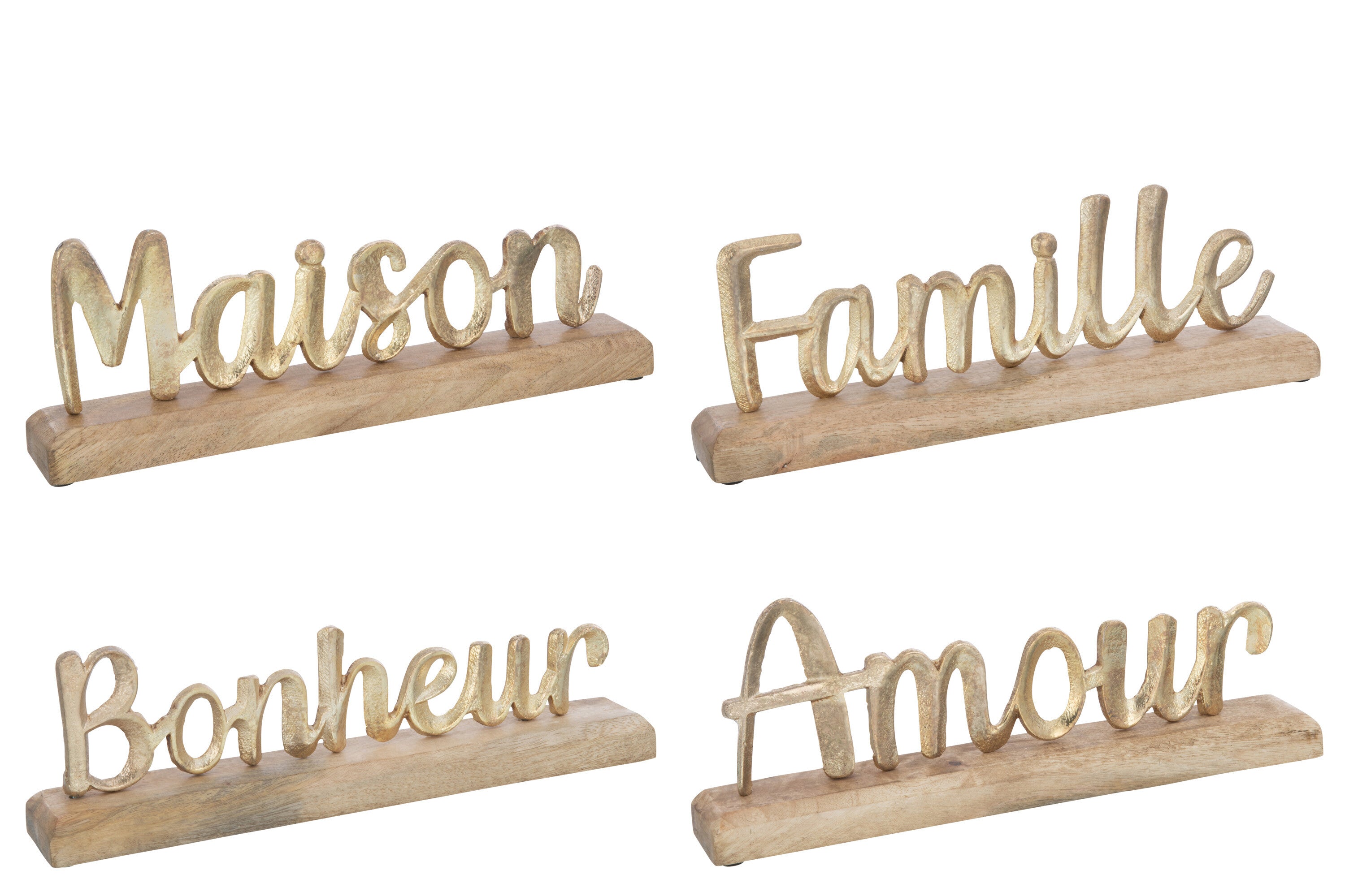 Woorden Op Voet Aluminium/Hout Goud Assortiment Van 4