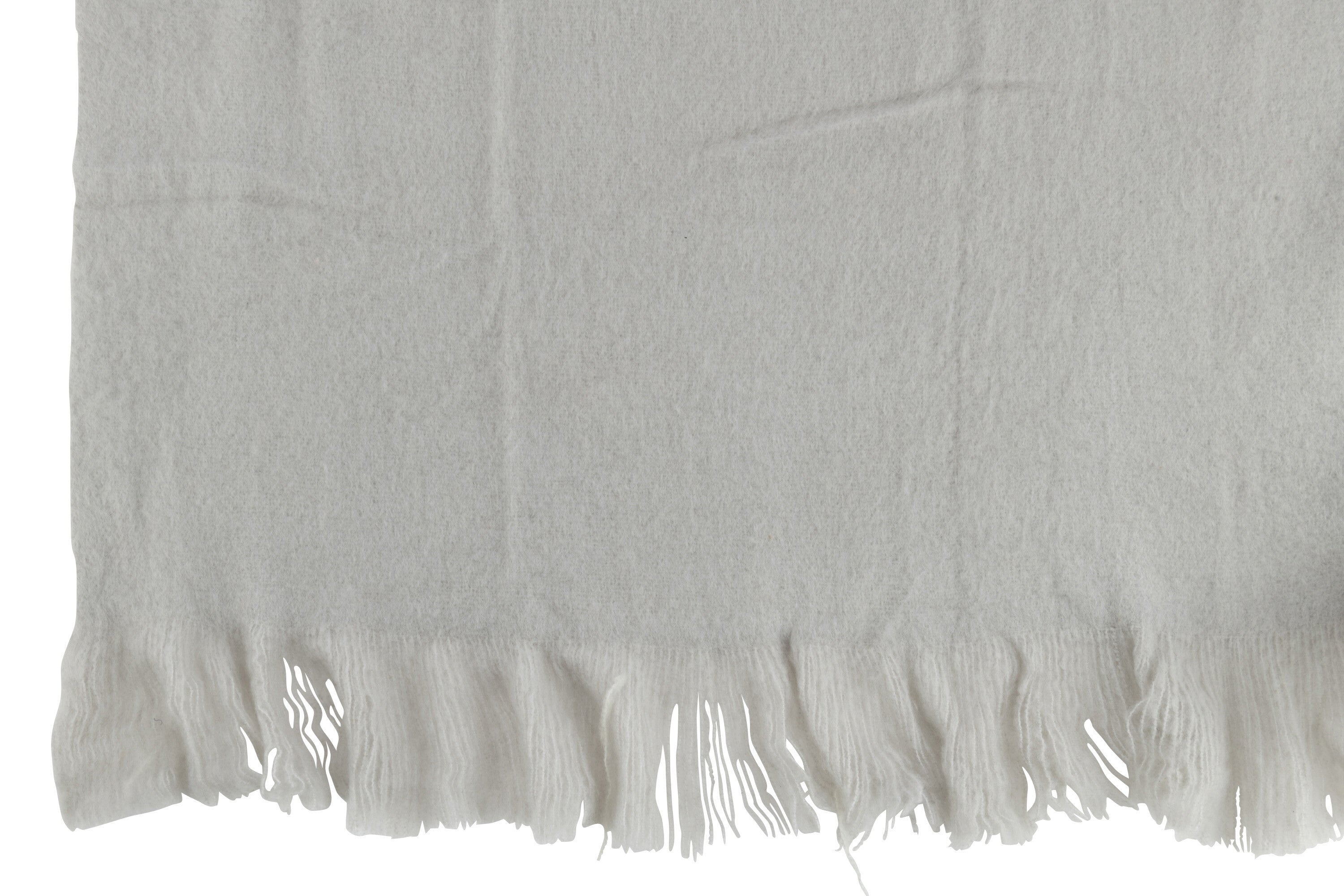 J-Line Plaid franje - polyester - grijs - 180 x 130 cm