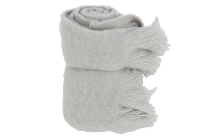 J-Line Plaid franje - polyester - grijs - 180 x 130 cm