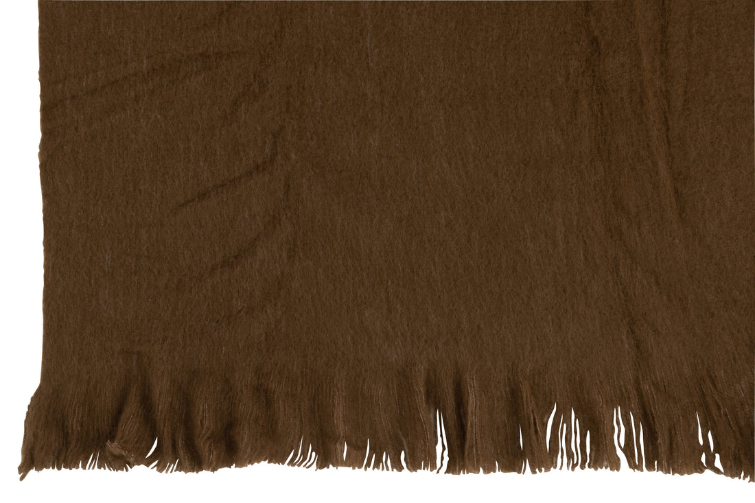 J-Line Plaid franje - polyester - bruin - 180 x 140 cm