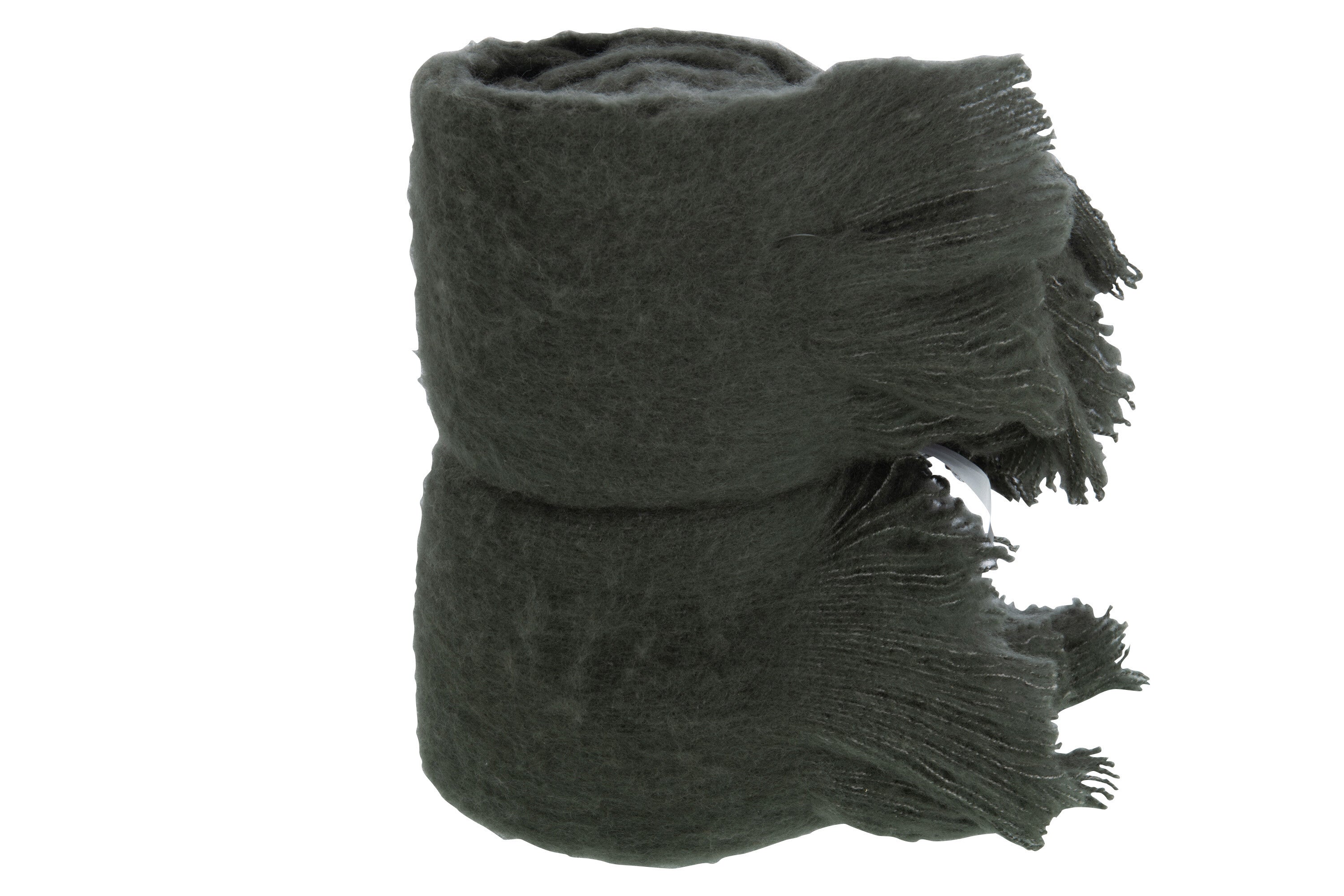 J-Line Plaid franje - polyester - anthracite - 180 x 130 cm