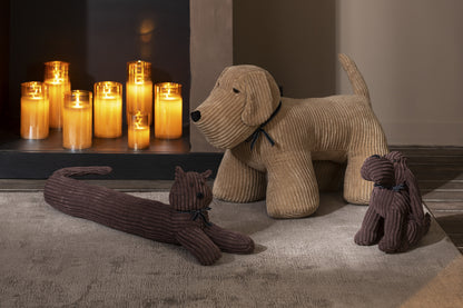 Deurstopper Hond/Kat Streep Textiel Bruin Assortiment Van 2