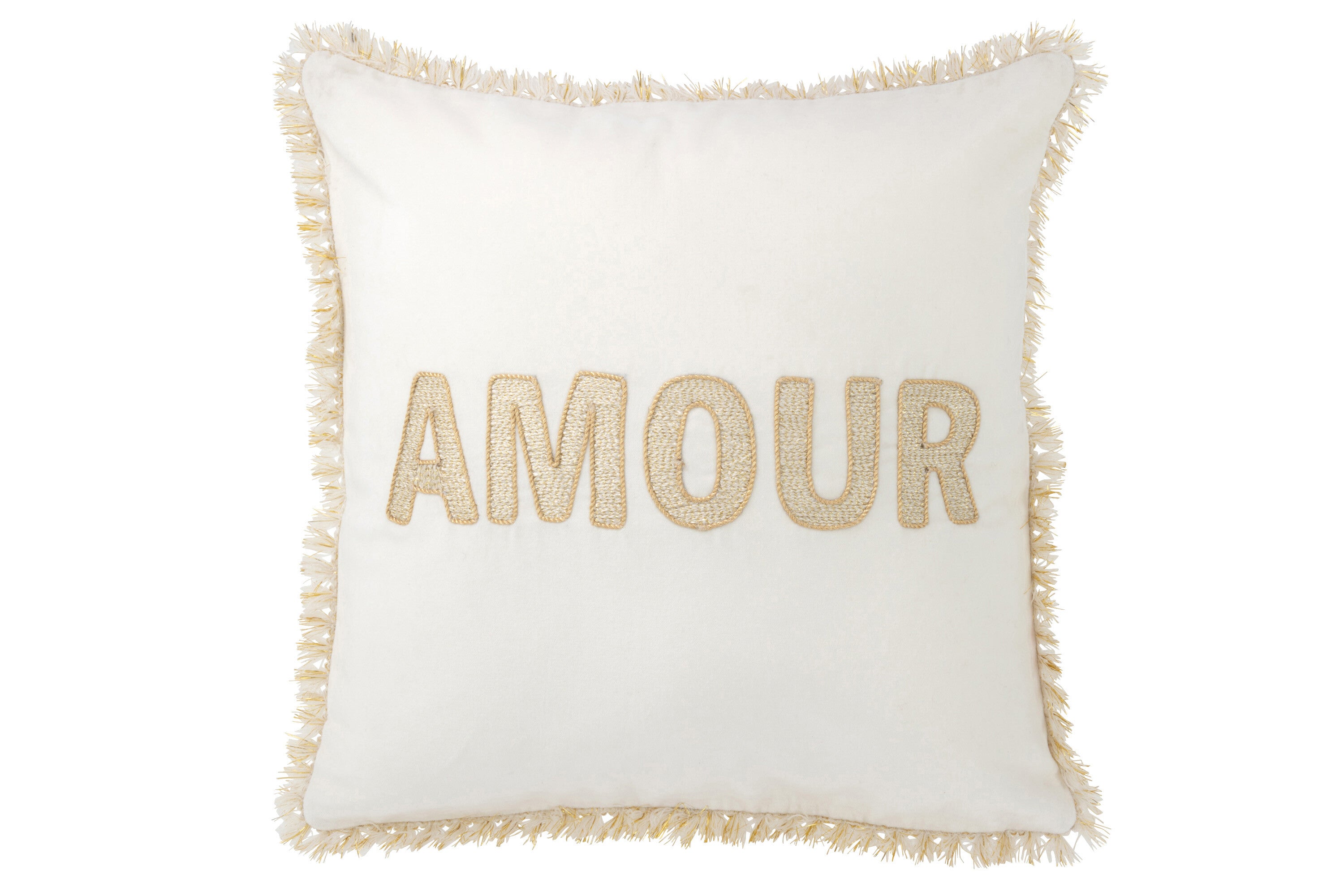 J-Line coussin Amour - textiel - wit/goud