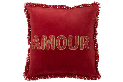 J-Line Kussen Amour Textiel Rood/Goud