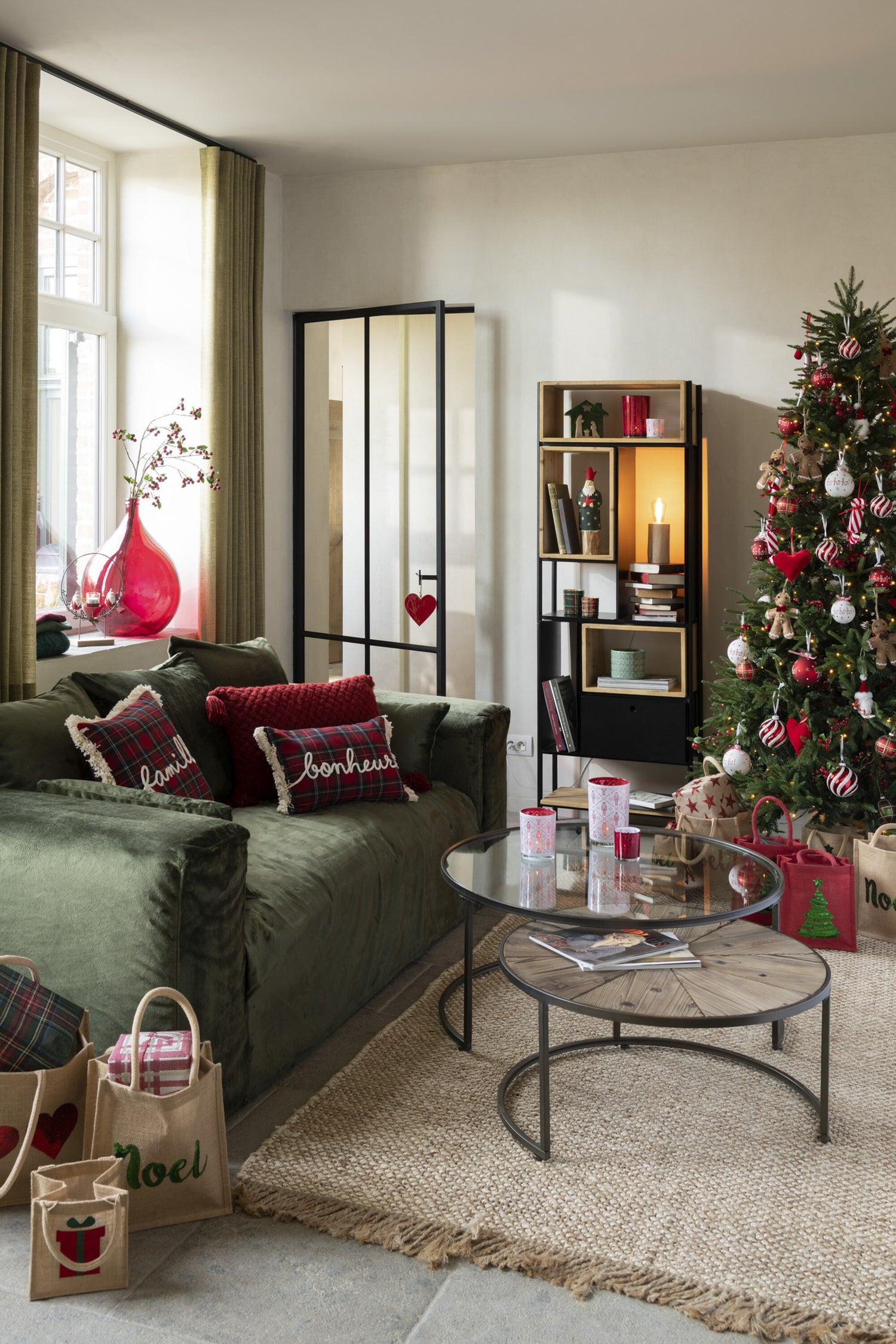 Kussen Tegels Familie Rood/Groen