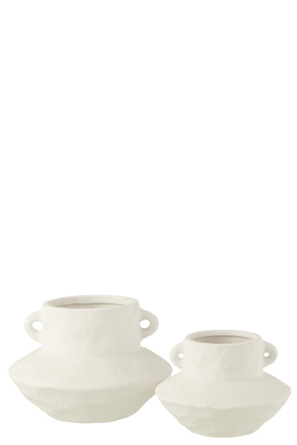 Vaas Handvat Klei Wit Groot