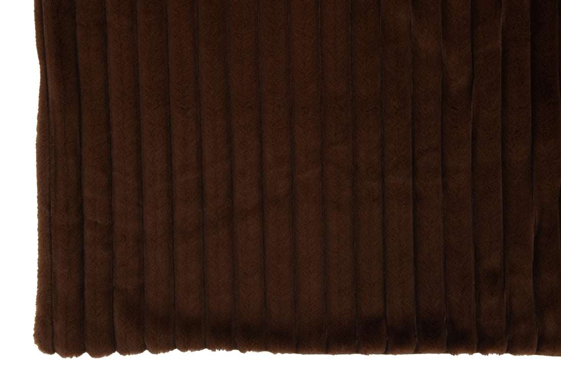 J-Line Plaid corduroy - polyester - chocolade - 180 x 130 cm