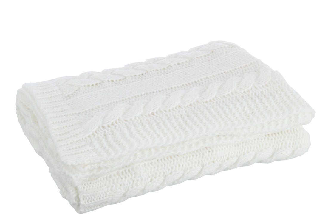 J-Line Plaid - polyester - wit - 130 x 180 cm