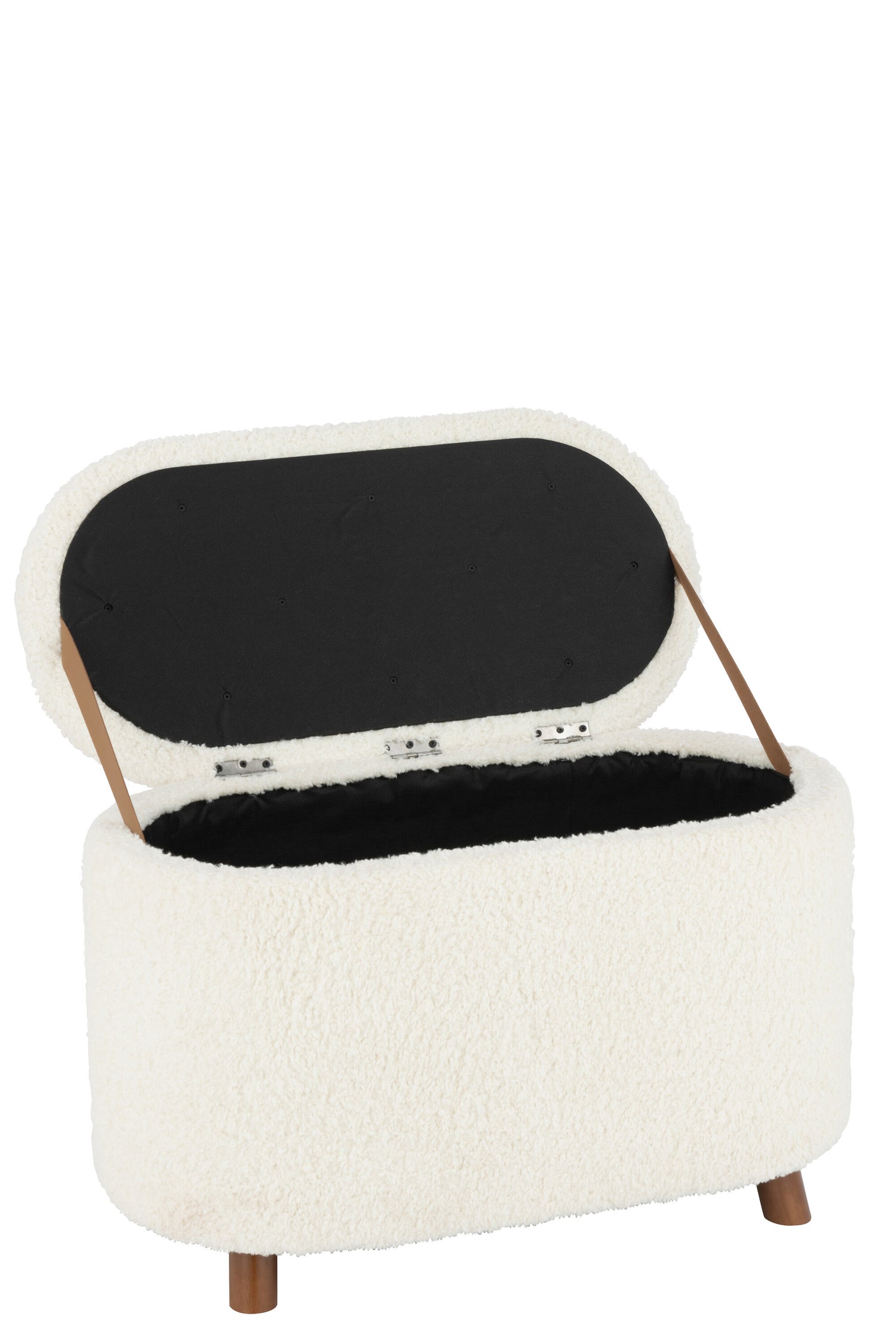 J-Line Poef Opslag Teddy Polyester Wit