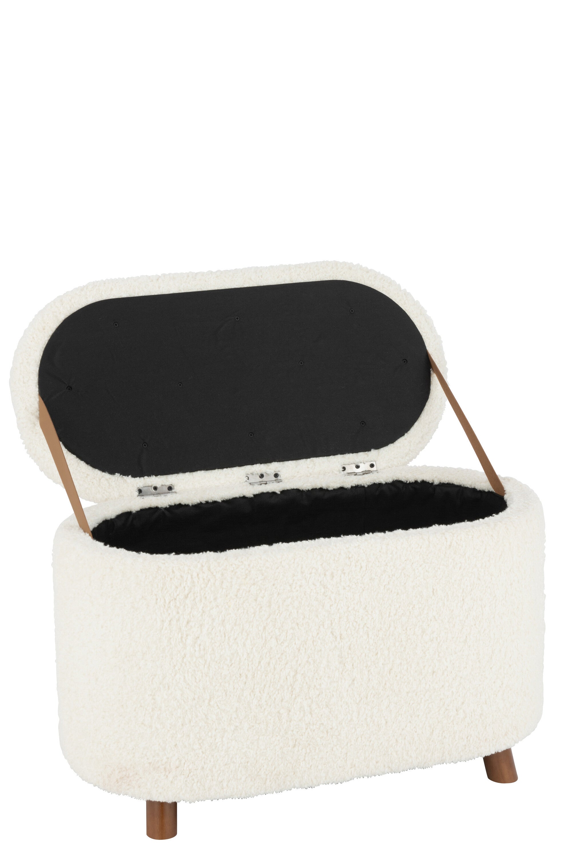 J-Line Poef Opslag Teddy Polyester Wit