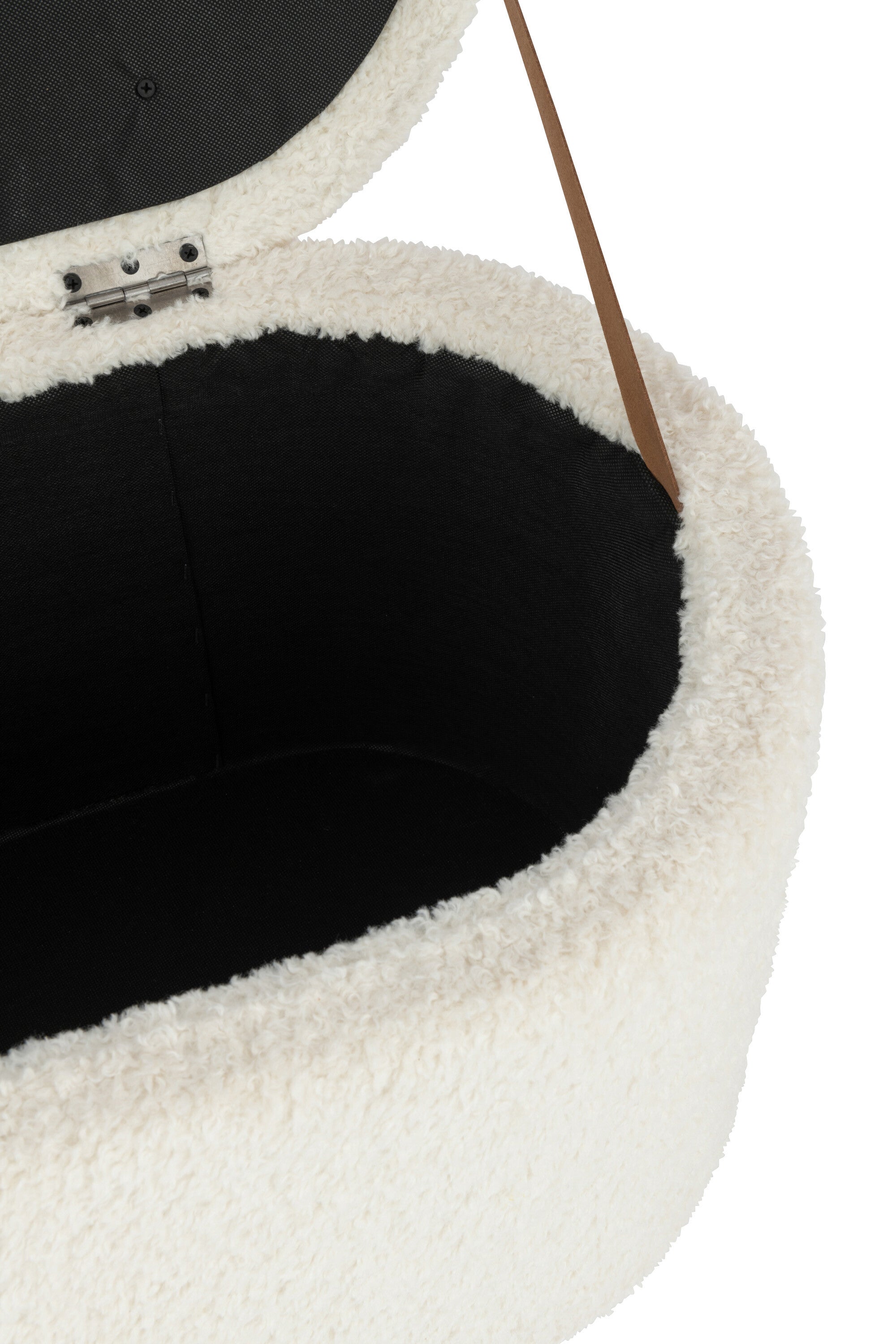 J-Line Poef Opslag Teddy Polyester Wit