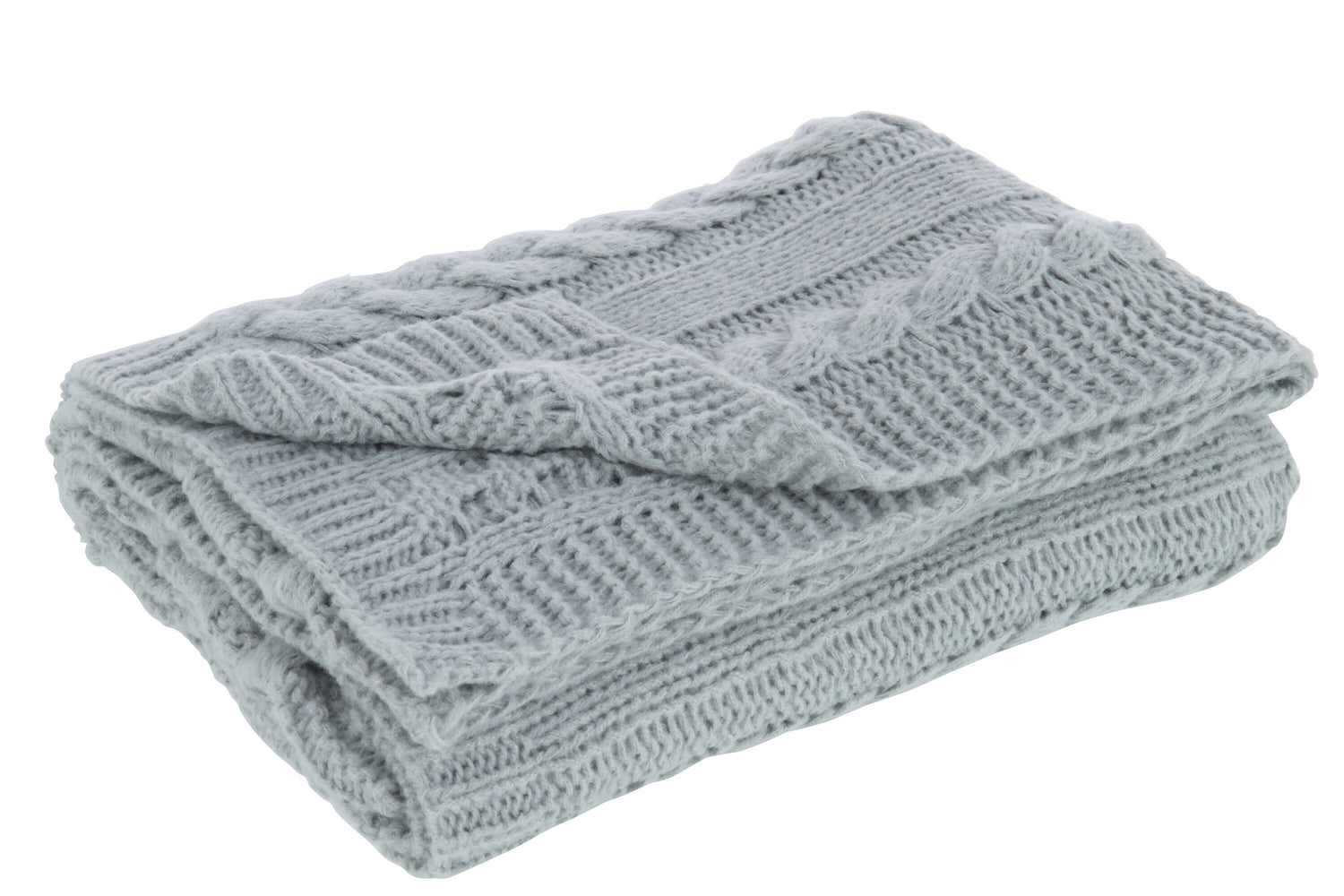 J-Line Plaid twist - polyester - grijs - 130 x 180 cm