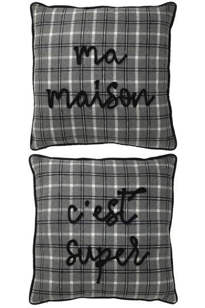 Kussen Tekst Polyester Grijs Ass2