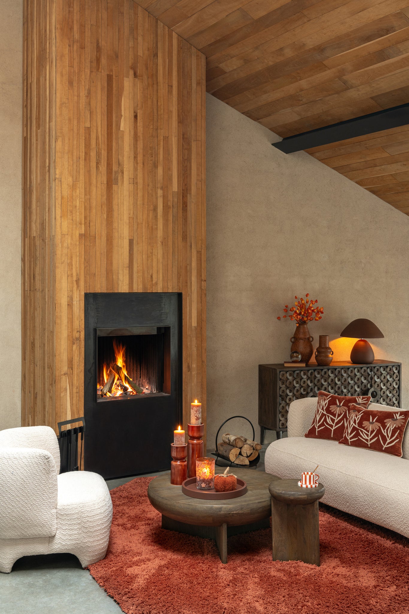 Zitplaats 2/3-Persoons Gebreid Textiel/Hout Wit