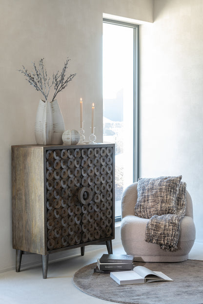 J-Line Tapijt Rond Handgemaakt Viscose Grijs - Vloerkleed 150.00 x 150.00 cm