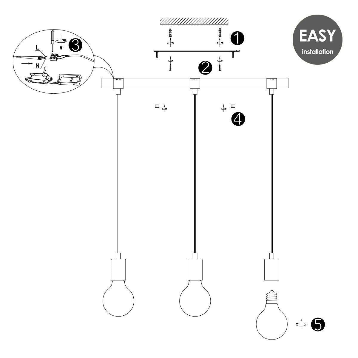 Hanglamp Denton - hout - 57x14x140cm