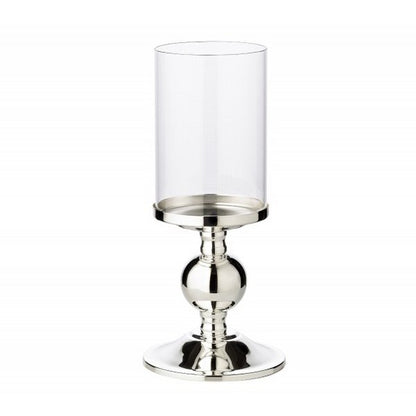 EDZARD kandelaar Bamboe, elegant verzilverd, aanslagbestendig, met glas, hoogte 28,5 cm