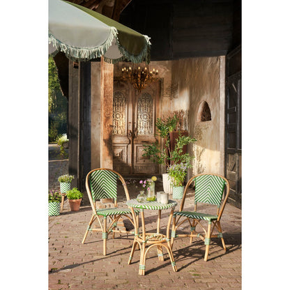 Mandox Bistrostoel - L51 x B57 x H90 cm - Rotan - Donkergroen, Wit