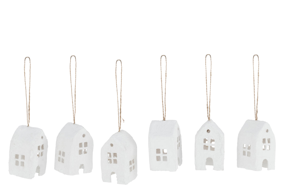 Doos van 6 hangerhuis katoen mache wit