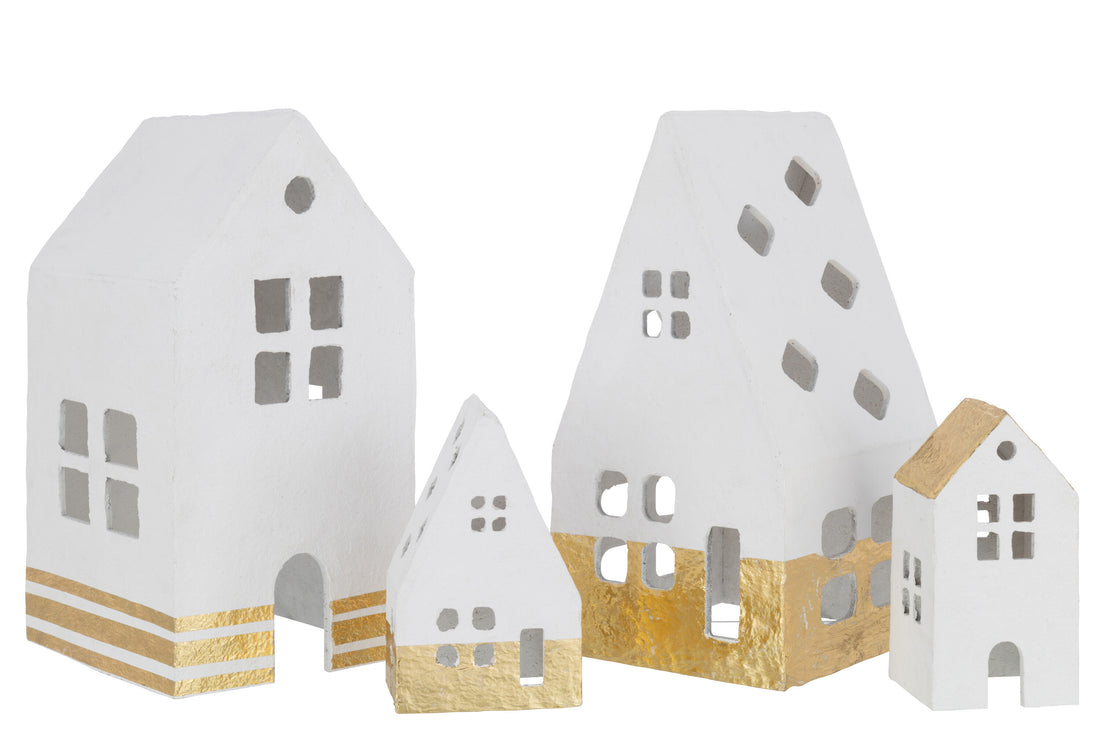 Huis Katoen Mache Wit Met Goud Grote Assortiment Van 2