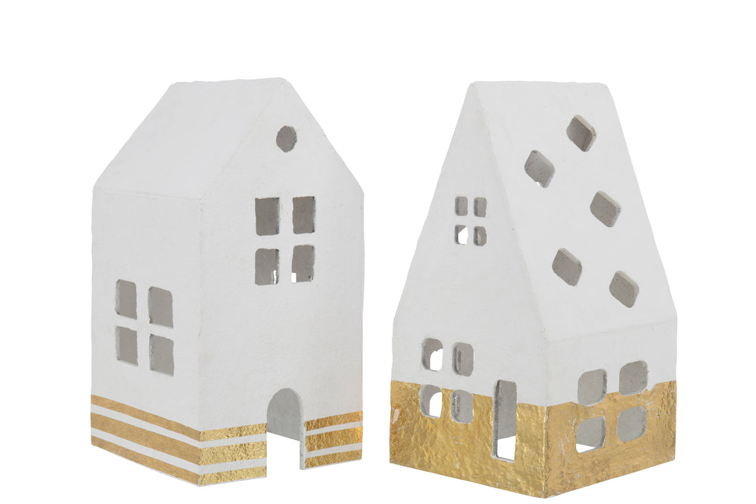 Huis Katoen Mache Wit Met Goud Grote Assortiment Van 2