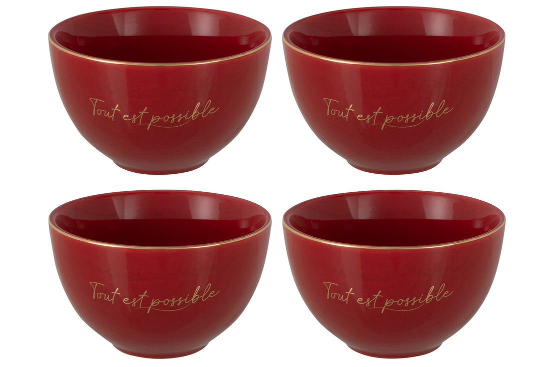 J-Line Tout Est Possible kom - porselein - rood - 4x