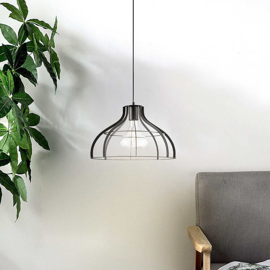 Hanglamp Blank - Zwart - 40x40x131cm