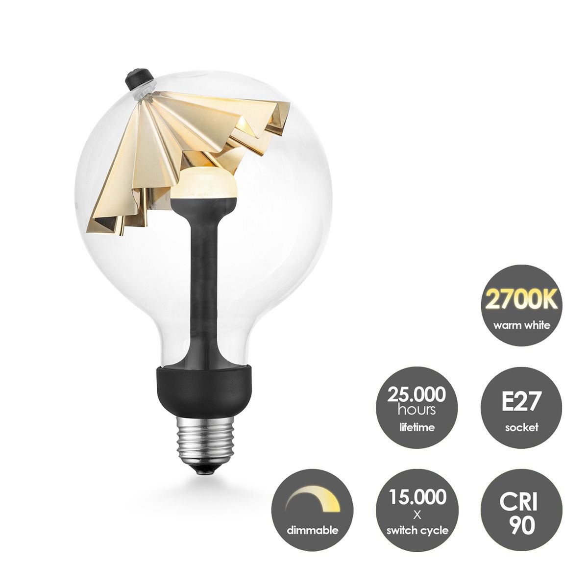 Hanglamp Move Me Twist Paraplu 5,5W 2700K grijs-goud