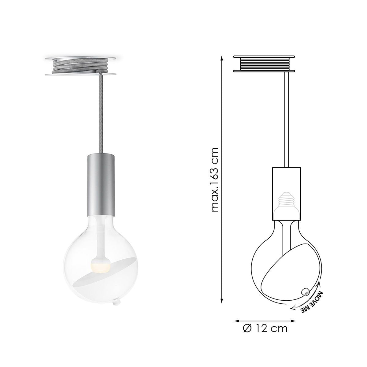 Hanglamp Move Me - Pulley Sphere 5.5W 2700K grijs-wit