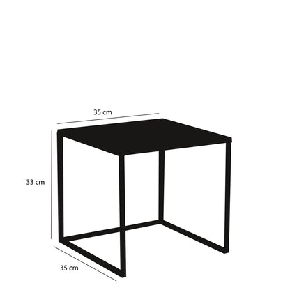 Goa Bijzettafel - Set van 2 - L35 x B35 x H33 cm - Metaal - Zwart