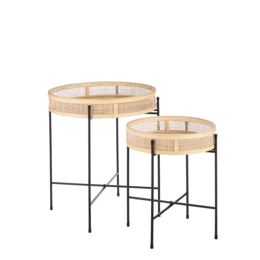 Leandro Bijzettafel - Set van 2 - H53 x Ø45 cm - Zwart