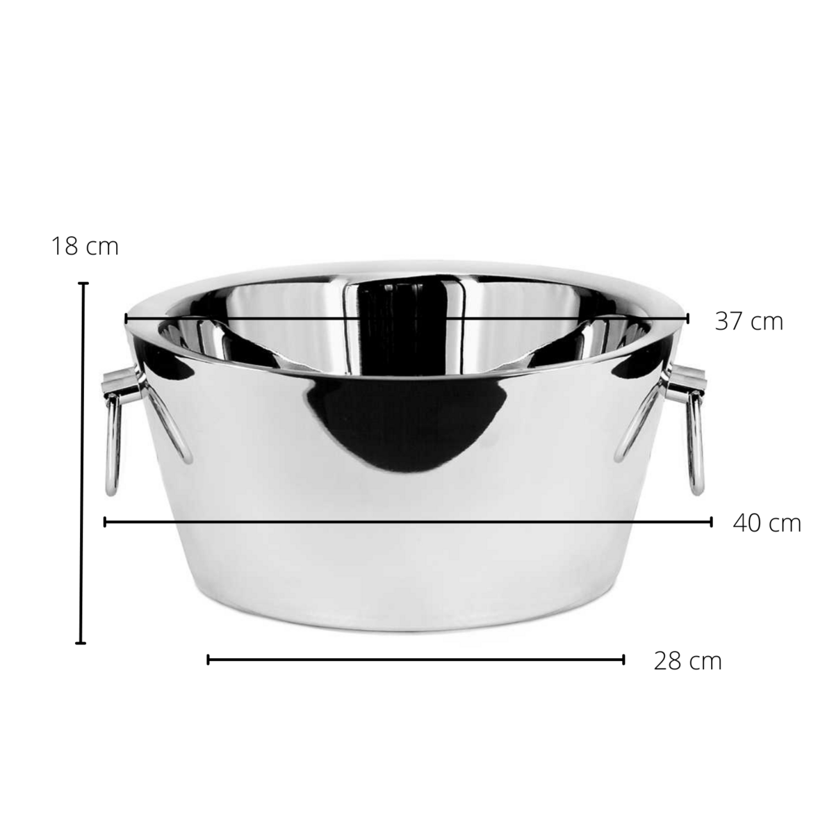 EDZARD Ontario koelbox met handvatten, hoogglans gepolijst roestvrij staal, dubbelwandig, ø 38 cm, H 18 cm