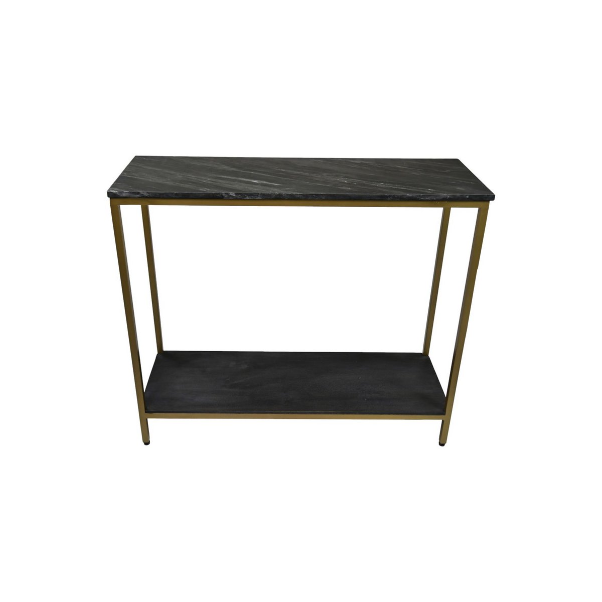 Console Table - 100x35x86 - Black/Gold - Marble/metal/Mangowood