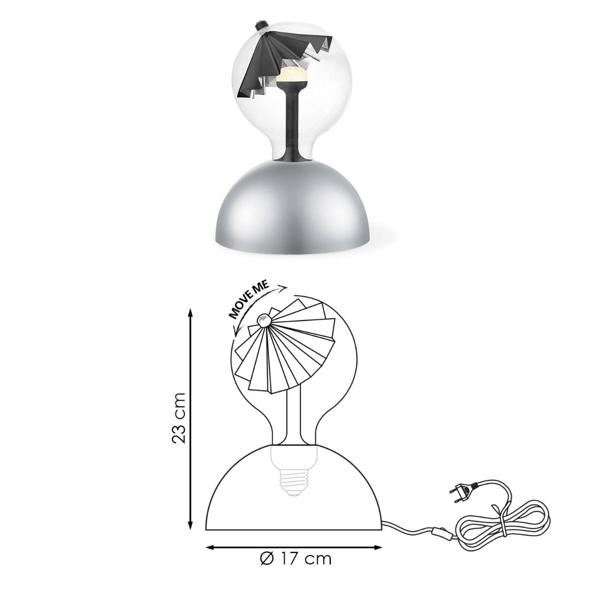 Hanglamp Move Me Bumb Umbrella 5.5W 2700K grijs-zwart