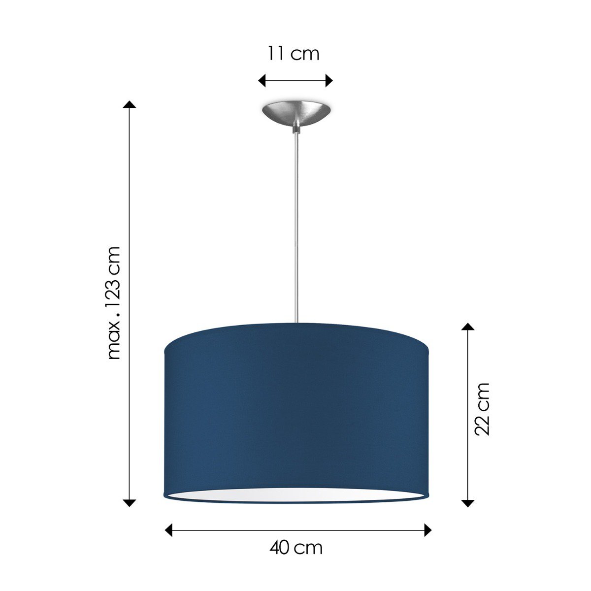 hanglamp Bling met lampenkap, E27, donkerblauw, 40cm