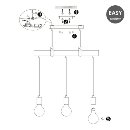 Hanglamp Denton - hout - 60x14x128cm