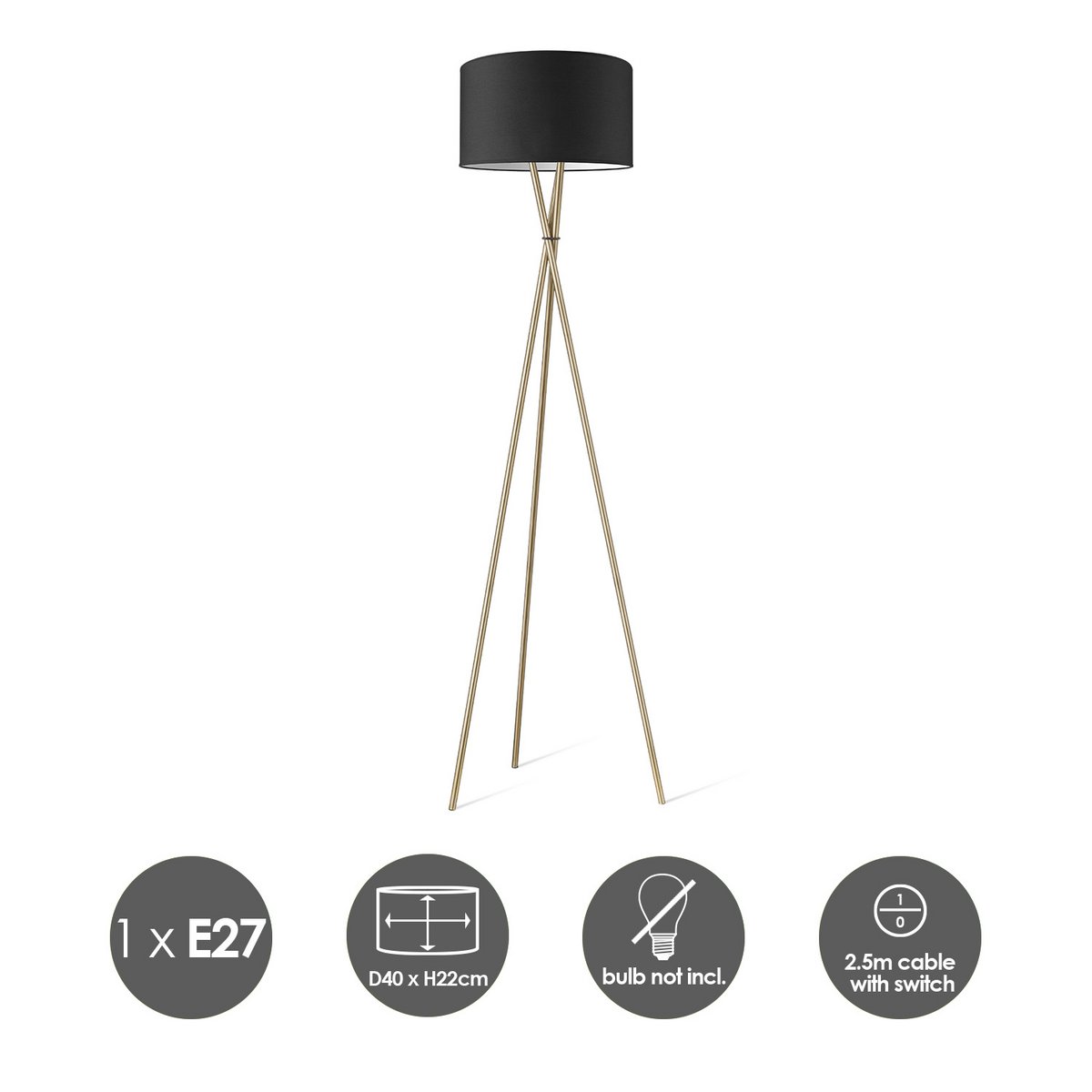 vloerlamp Bling-Legs Brons-Zwart-40cm