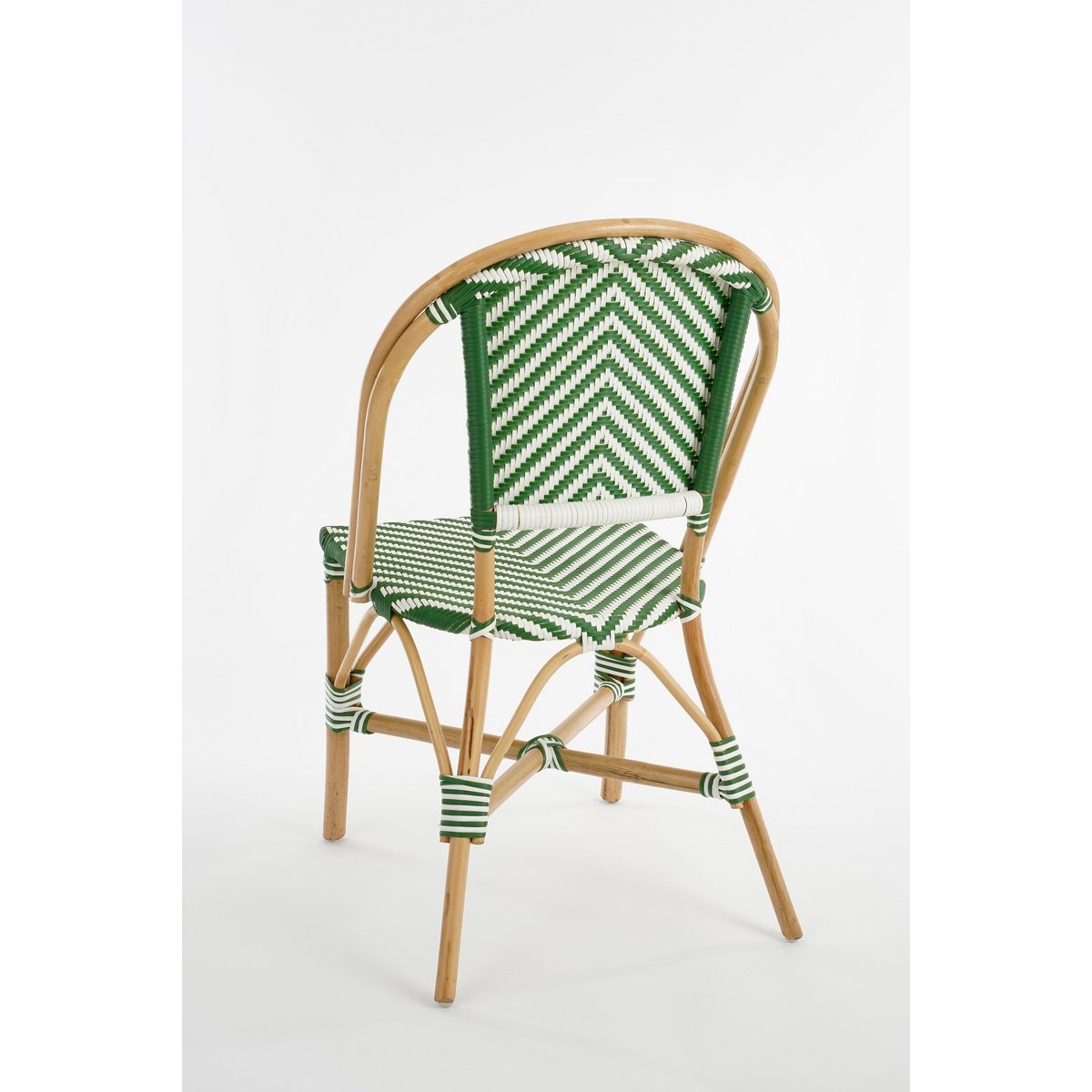 Mandox Bistrostoel - L51 x B57 x H90 cm - Rotan - Donkergroen, Wit